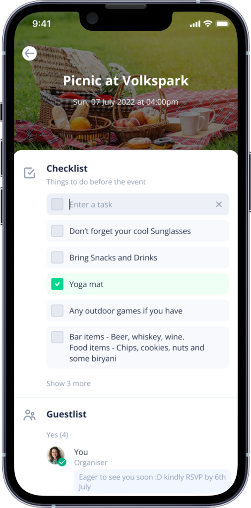 Plan events on Pinch. Add todos to your events